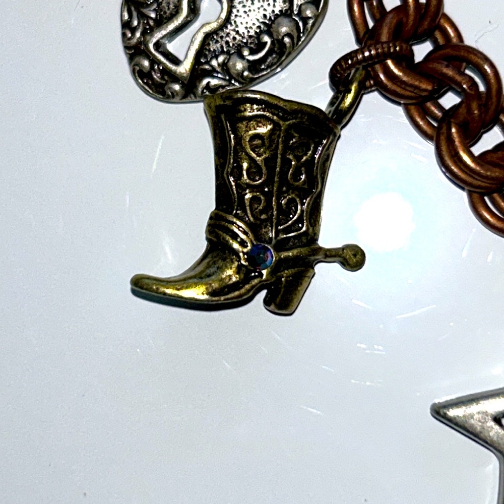 Designer Sweet Romance Equestrian Theme 10 Charm Brass Copper Nickel Bracelet - Picture 11 of 12